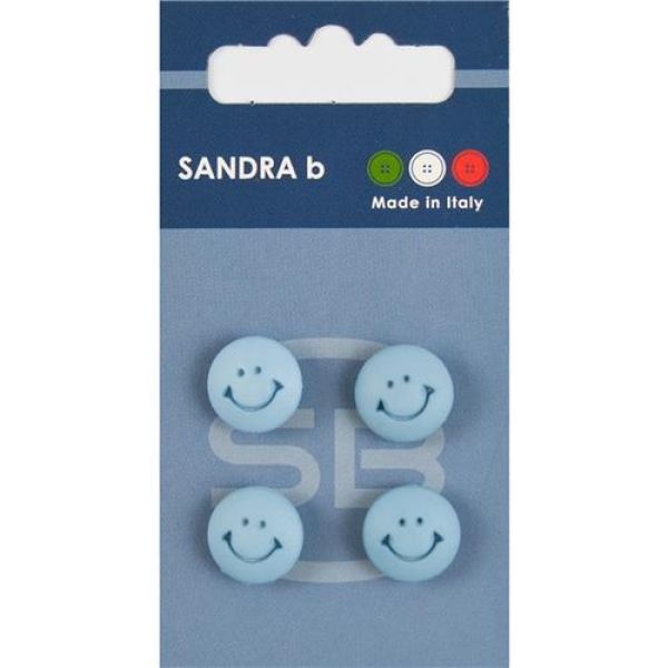 Sandra Kinderknöpfe Steppstich Card 137 Ø 13mm 4 St. pro Karte hellblau Smiley