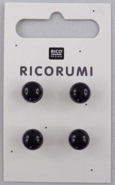 Ricorumi 4 Knopfaugen Braun-schwarz 8,5 mm