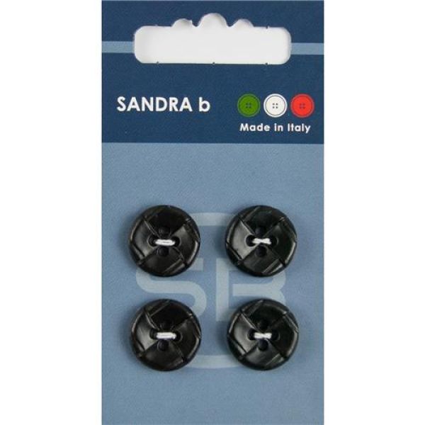 Sandra Gesteppte Lederknöpfe Card 169 Ø 15mm 4 St. pro Karte schwarz