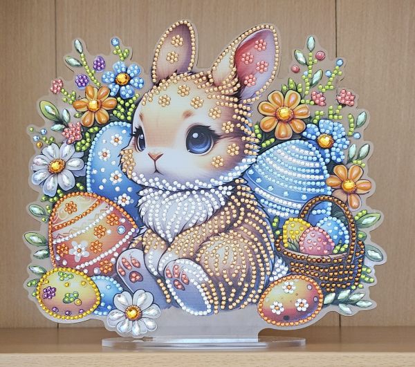 Deko Diamond Painting handmade Ornament, Motiv Hase (fertig)