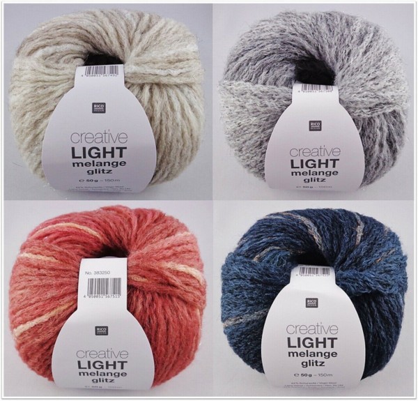 Rico Design Creative Light Melange Glitz, 50g-Knäuel mit Glitzereffekt