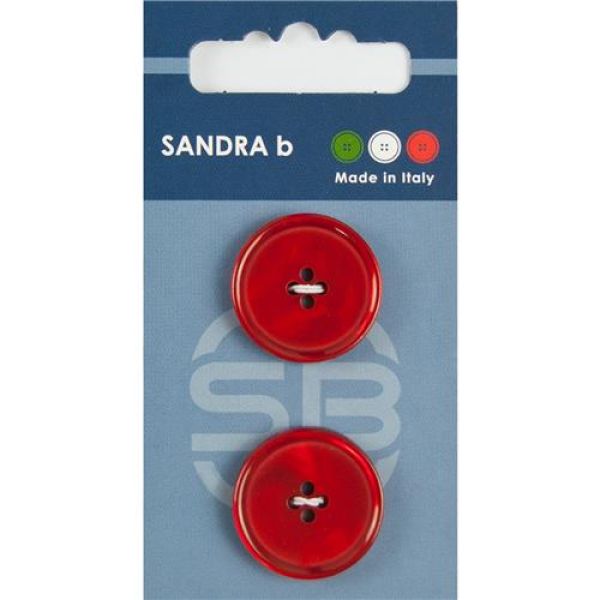 Sandra Einfarbige Knöpfe Card 059 Ø 23mm 2 St. pro Karte rot