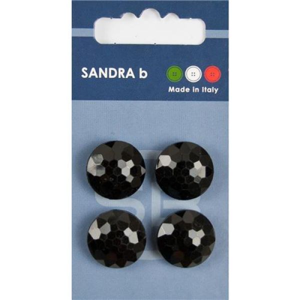 Sandra Glitzerknöpfe Steppstich Card 162 Ø 18mm 4 St. pro Karte schwarz