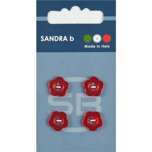 Sandra Modische Knöpfe Card 052 Ø 13mm 4 St. pro Karte rot, Blumen