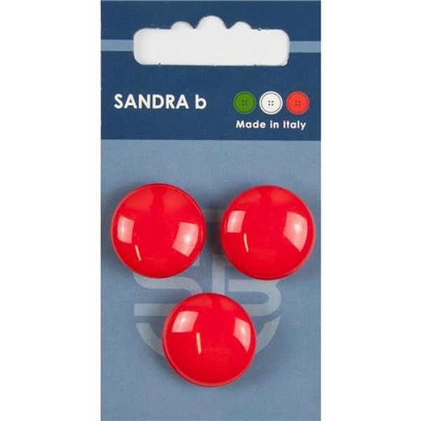 Sandra Einfarbige Knöpfe Steppstich Card 056 Ø 20mm 3 St. pro Karte rot