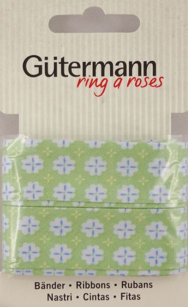 Bänder grün mit weißen Blümchen 650285 Col.75