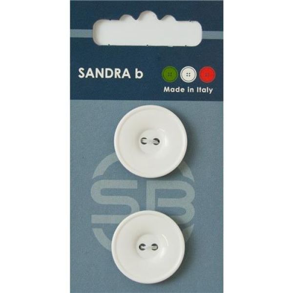 Sandra Einfarbige Knöpfe Card 021 Ø 23mm 2 St. pro Karte weiß