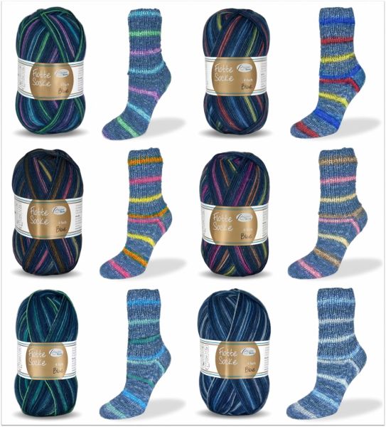 Rellana Flotte Socke Blue, 100g Sockenwolle 4-fach