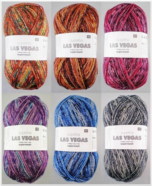 Rico Design Superba Las Vegas, 100g Sockenwolle 4-fach mit Glitzer-Effekt