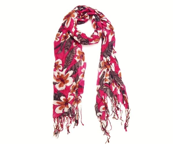 Schal mit Blumen-Muster - pink 55202