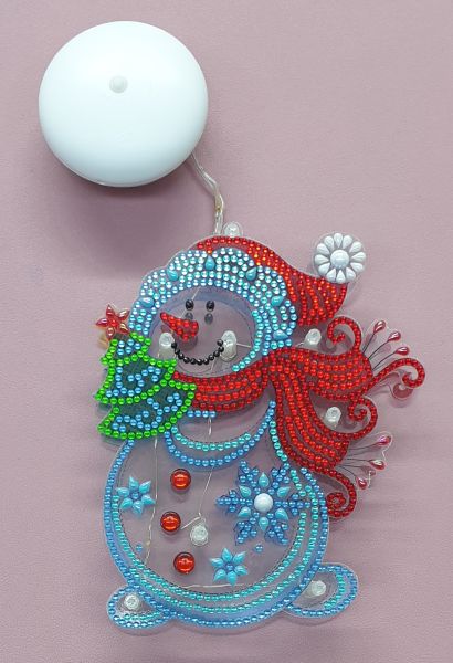 Weihnachtsdeko Diamond Painting Schneemann beleuchtet (fertig)