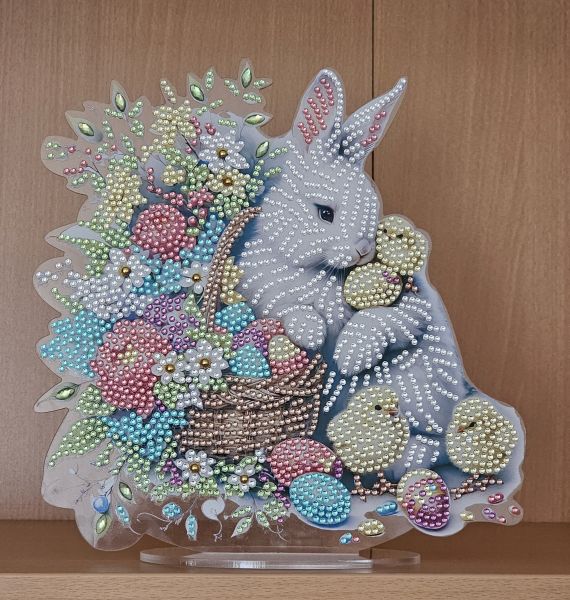 Deko Diamond Painting handmade Ornament, Motiv Hase (fertig)