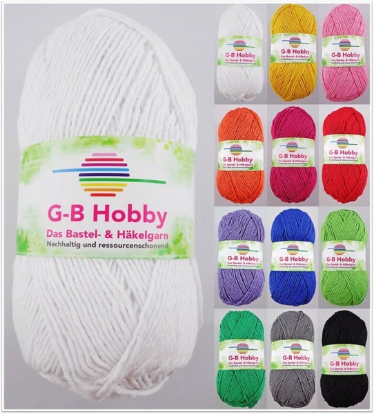 G-B Hobby, 100g Bastel- & Häkelgarn aus Faserrecycling, Green Line Garn