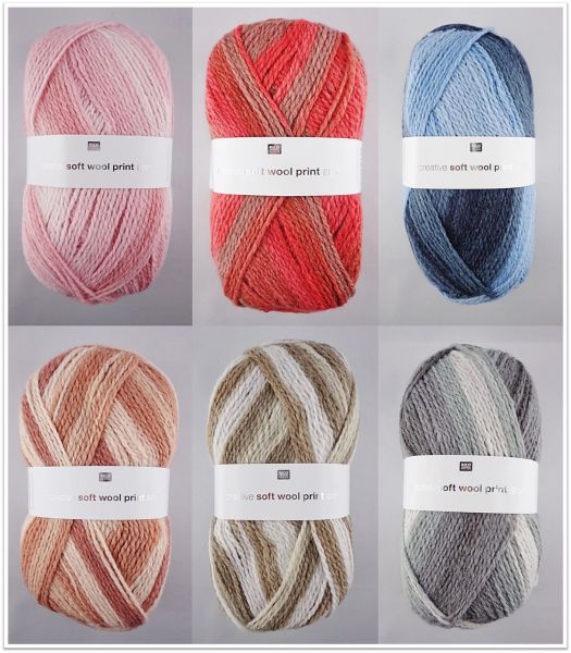 Rico Design Creative Soft Wool Print Aran, 100g Farbverlaufsgarn