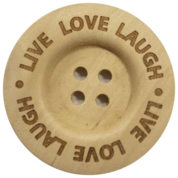 Durable Holzknöpfe "LIVE LOVE LAUGH" Ø 40mm, 2 St.-Packung