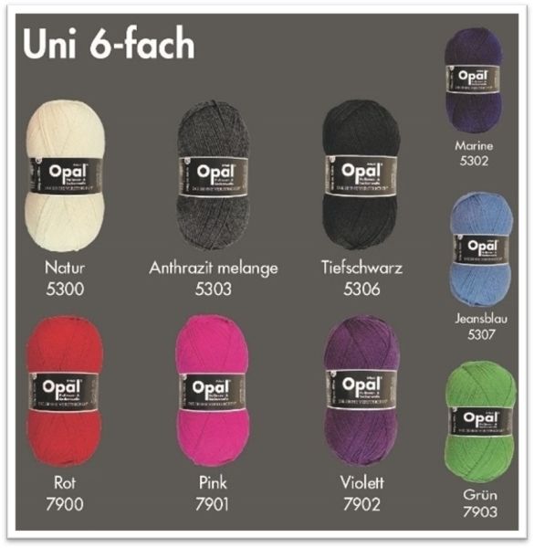 Opal uni 6-fach, 150g Sockenwolle