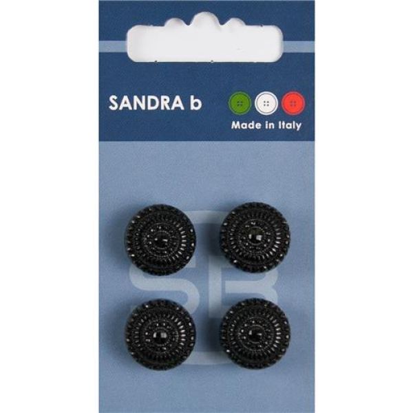 Sandra Metallknöpfe Steppstich Card 176 Ø 15mm 4 St. pro Karte schwarz