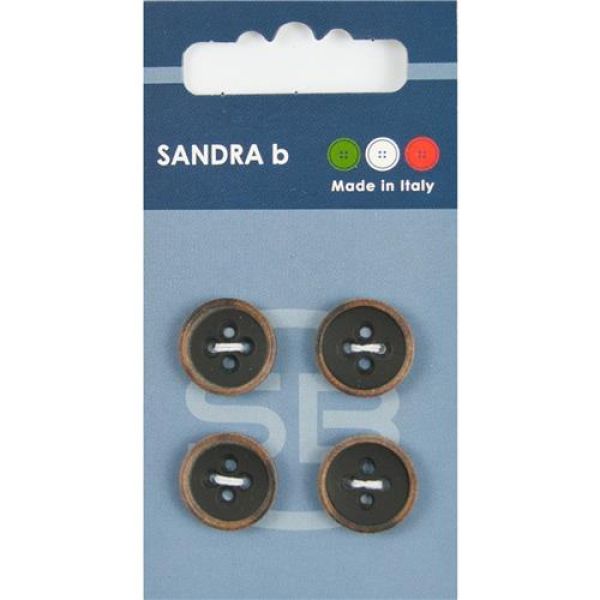 Sandra Modeknöpfe Card 181 Ø 15mm 4 St. pro Karte anthrazit-braun