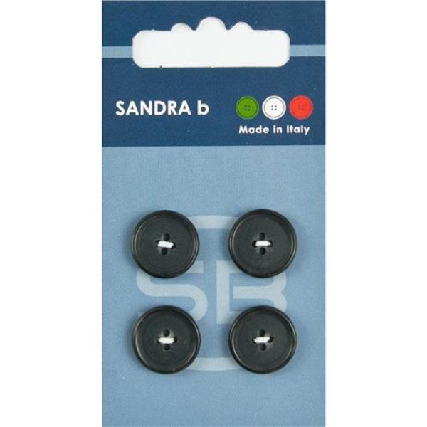 Sandra Einfarbige Knöpfe Card 179 Ø 15mm 4 St. pro Karte schwarz