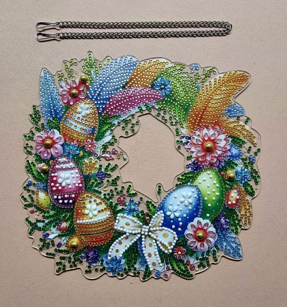 Deko Diamond Painting handmade Ornament zum Aufhängen, Ostern (fertig)