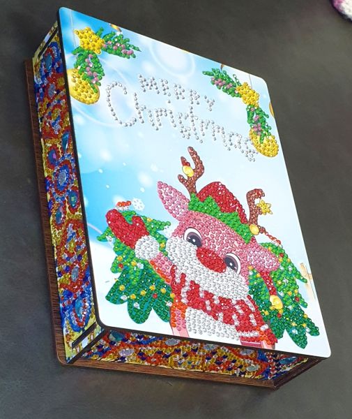 Diamond Painting Weihnachts-Geschenk-Box (fertig) aus Holz, handmade