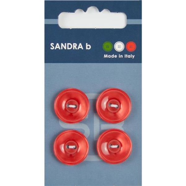 Sandra Einfarbige Knöpfe Card 050 Ø 18mm 4 St. pro Karte rot