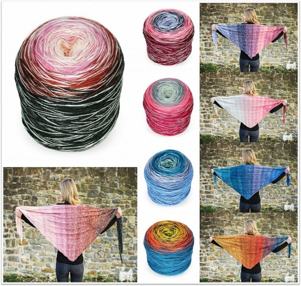 Rellana Regenbogen Merino Mouliné, 200g Bobbelwolle mit Farbverlauf, 4-fädig