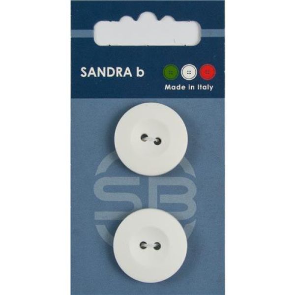 Sandra Einfarbige Knöpfe Card 016 Ø 23mm 2 St. pro Karte weiß