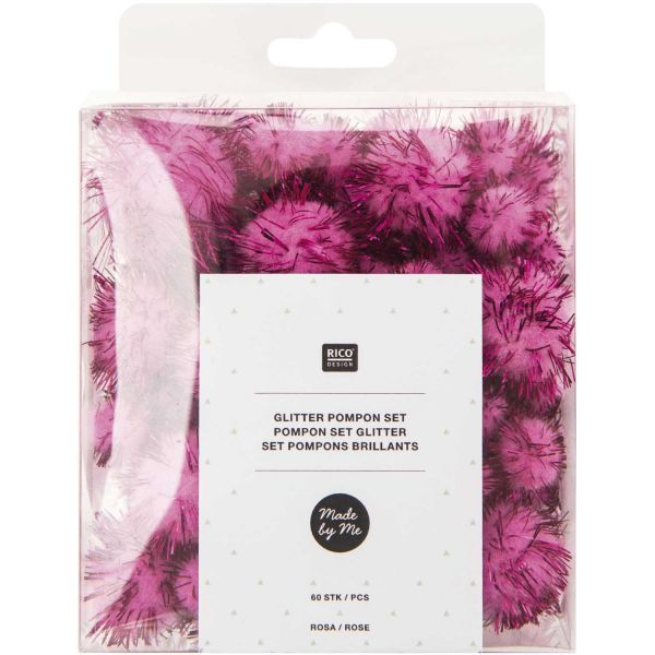 Rico Pompon Set Rosa Glitter (No. 08758.00.24)