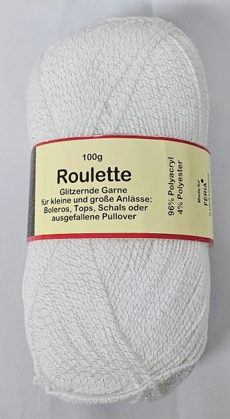 Feria Roulette, 100g Glitzergarn Fb. 310 weiß-silber