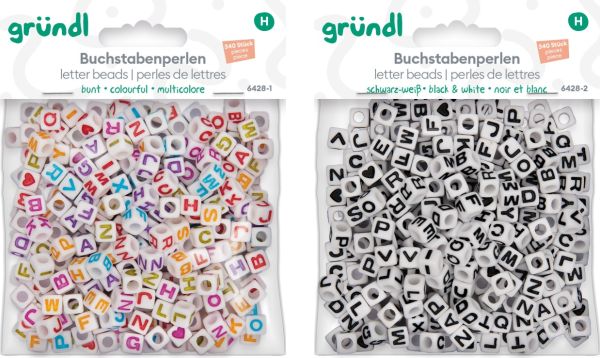 Gründl Buchstabenperlen zum Basteln in bunt und schwarz-weiß