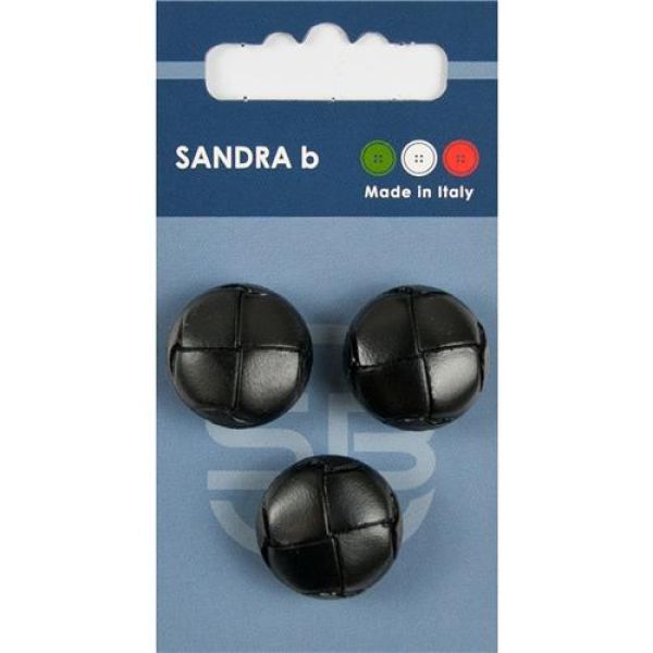 Sandra Gesteppte Lederknöpfe Card 154 Ø 20mm 3 St. pro Karte schwarz