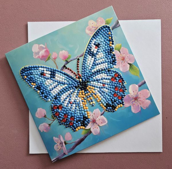Diamond Painting Grußkarte (fertig), Schmetterling, handmade
