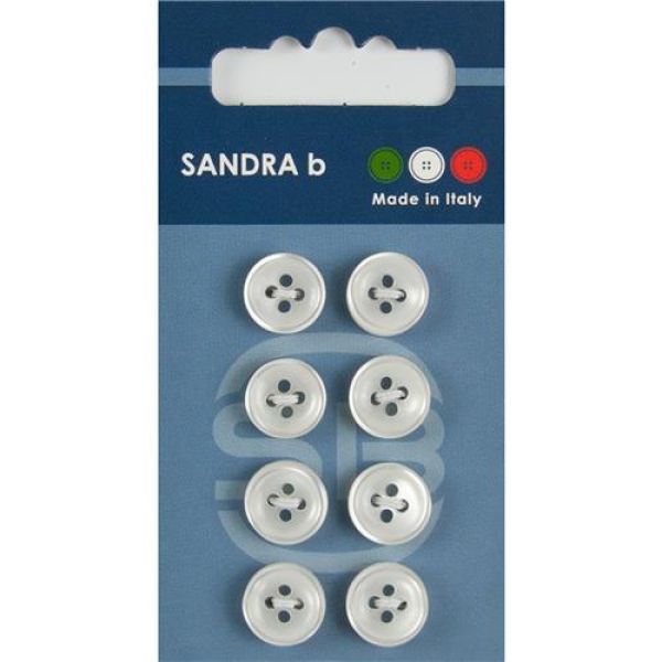 Sandra Blusenknöpfe Card 003 Ø 11mm 8 St. pro Karte weiß