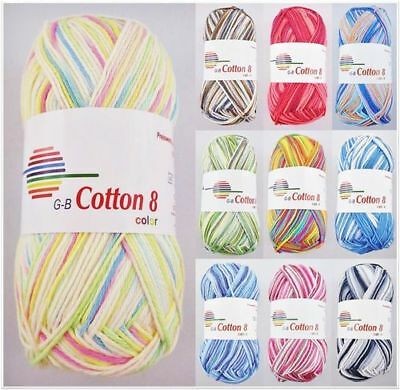 G-B Cotton 8 Color, 50g Baumwollgarn in Printfarben