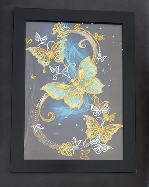 Deko Diamond Painting Bild mit Schmetterlingen / (fertig)