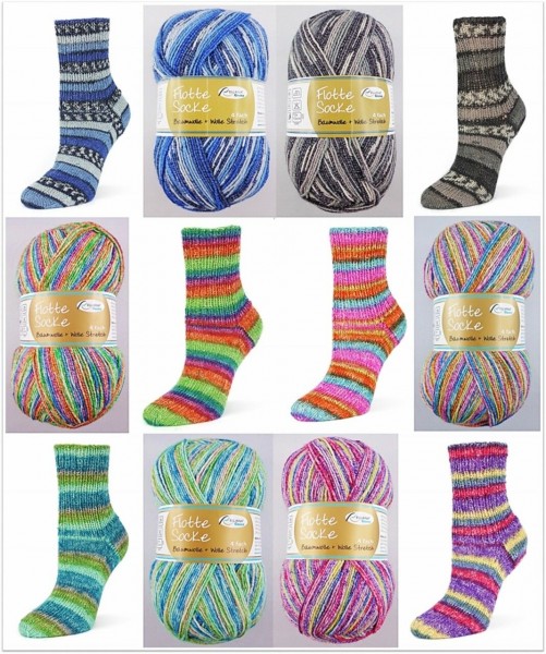 Rellana Flotte Socke Baumwolle + Wolle Stretch, 100g Sockenwolle 4-fach