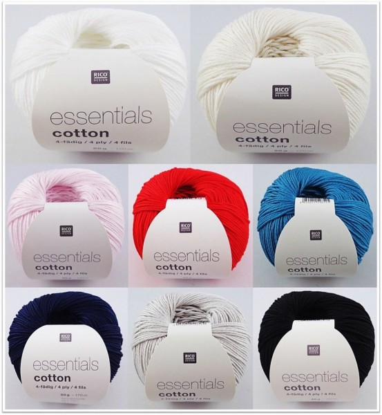 Rico Design Essentials Cotton 4-fädig, 50g glänzendes Baumwollgarn