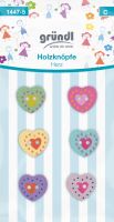 Gründl Holzknöpfe Herz farbig-sortiert 1447-5 Gründl Holzknöpfe Herz farbig-sortiert 1447-5