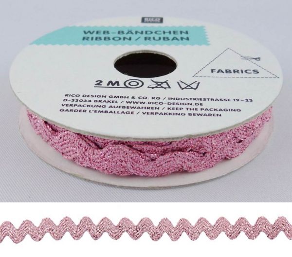 Rico Web-Bändchen Pink Glitzer 27