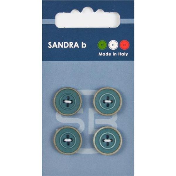 Sandra Modische Knöpfe 128 Ø 15mm 4 St. pro Karte türkis-braun