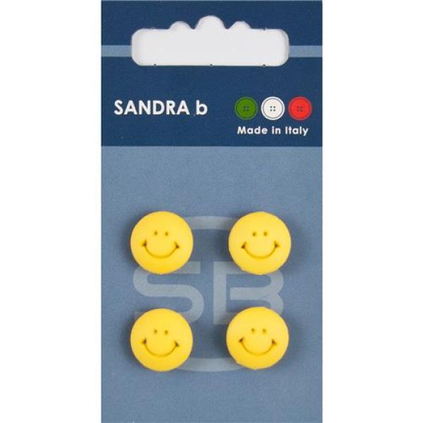 Sandra Kinderknöpfe Steppstich Card 136 Ø 13mm 4 St. pro Karte Smiley