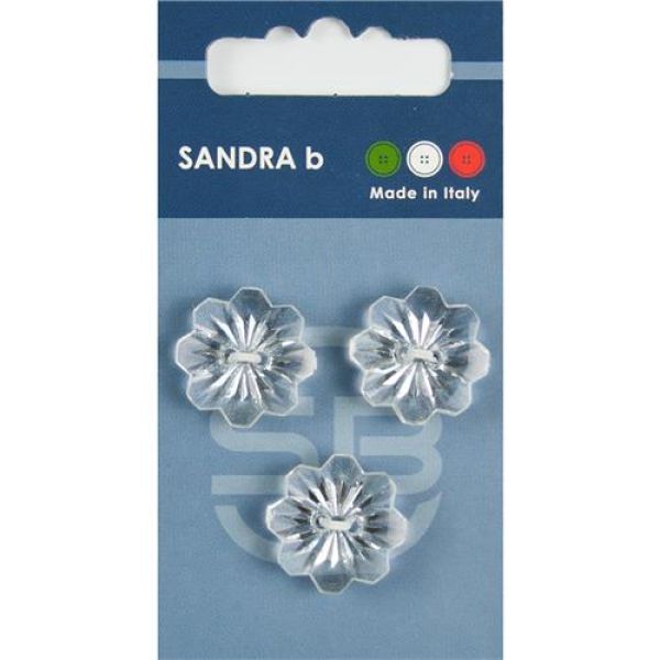 Sandra Modische Knöpfe Card 025 Ø 19mm 3 St. pro Karte Blumen transparent