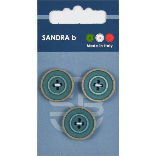 Sandra Modische Knöpfe Card 129 Ø 20mm 3 St. pro Karte türkis-braun