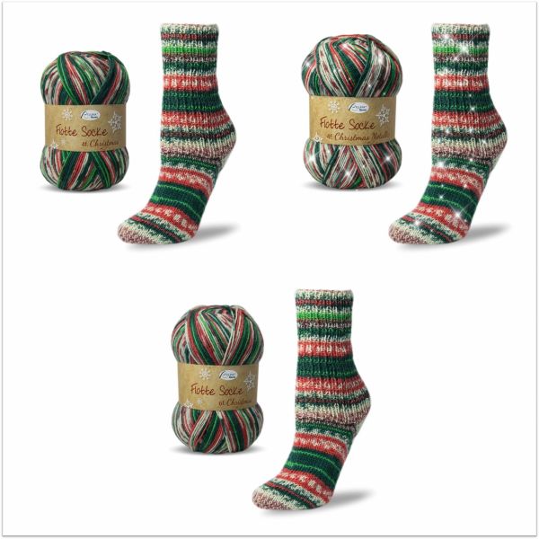 Flotte Socke Christmas 2023 / 2022 / 2021 / 2019, 100g bzw.150g Sockenwolle 4-fach + 6-fach