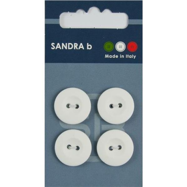 Sandra Einfarbige Knöpfe Card 015 Ø 18mm 4 St. pro Karte weiß