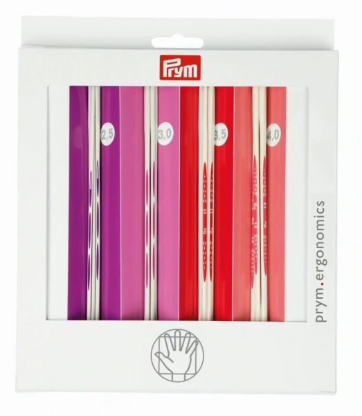 Prym Ergonomics Strumpfstricknadel-Set Stärke 2,5 - 4,0 / Länge 20 cm / alabaster-weiß