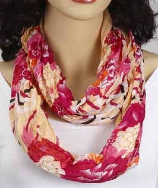 Loop-Schlauchschal - beige-fuchsia-orange 359-11