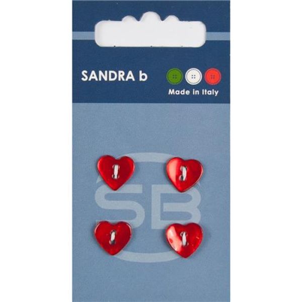 Sandra Perlmuttknöpfe Card 138 Ø 11mm 4 St. pro Karte rote Herzen