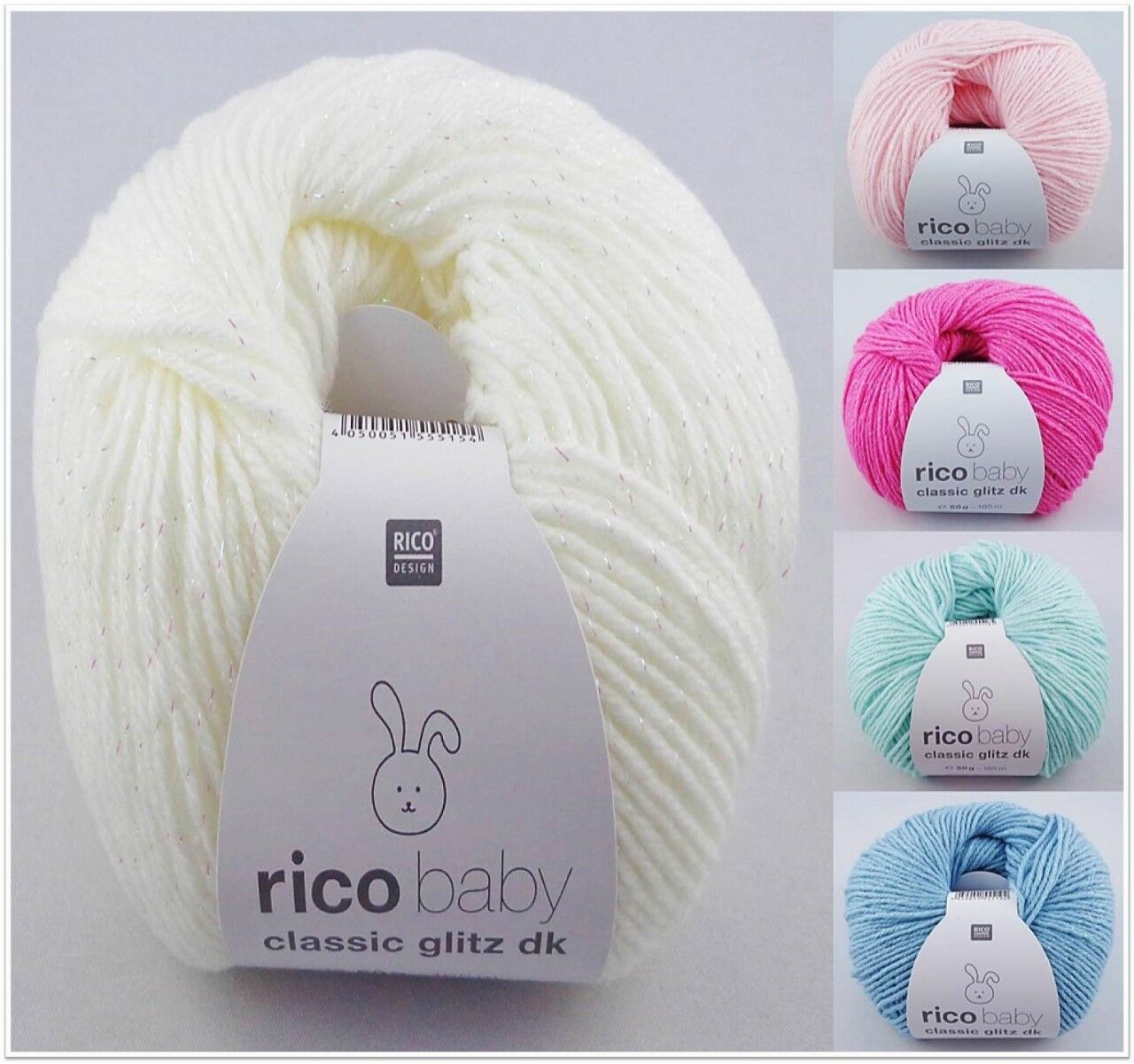 Rico Baby Classic Glitz dk, 50g Babywolle mit Glitzereffekt | Effektgarn | & Garne Strickmaus Jasmine